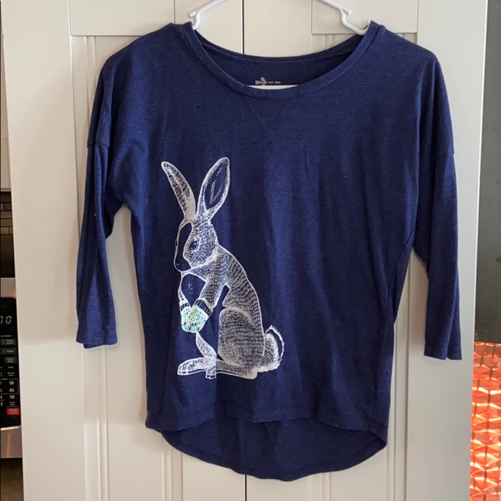 A blue old navy shirt